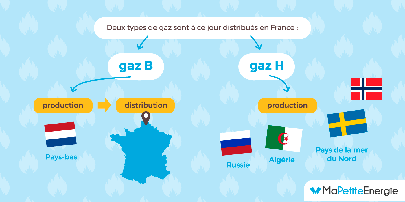 Deux types de gaz sont distribués en France.