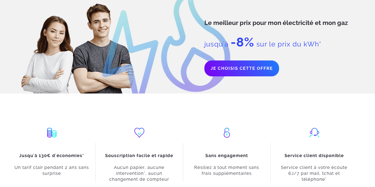 Choisir Happ-E, c'est bénéficier de 8% de réduction sur le prix du gaz.