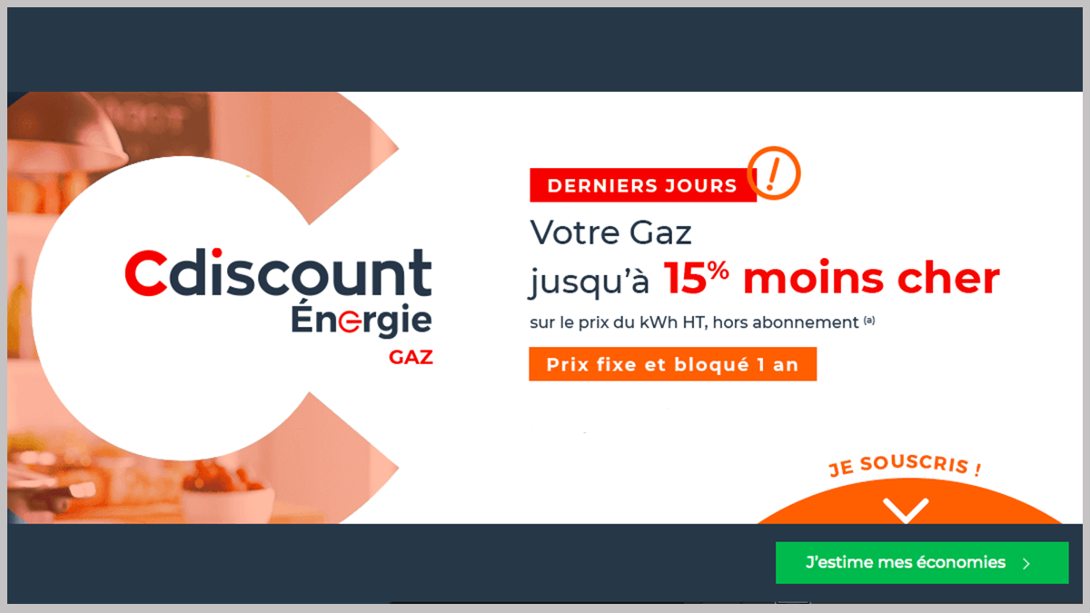 Promo offre gaz Cdiscount Énergie