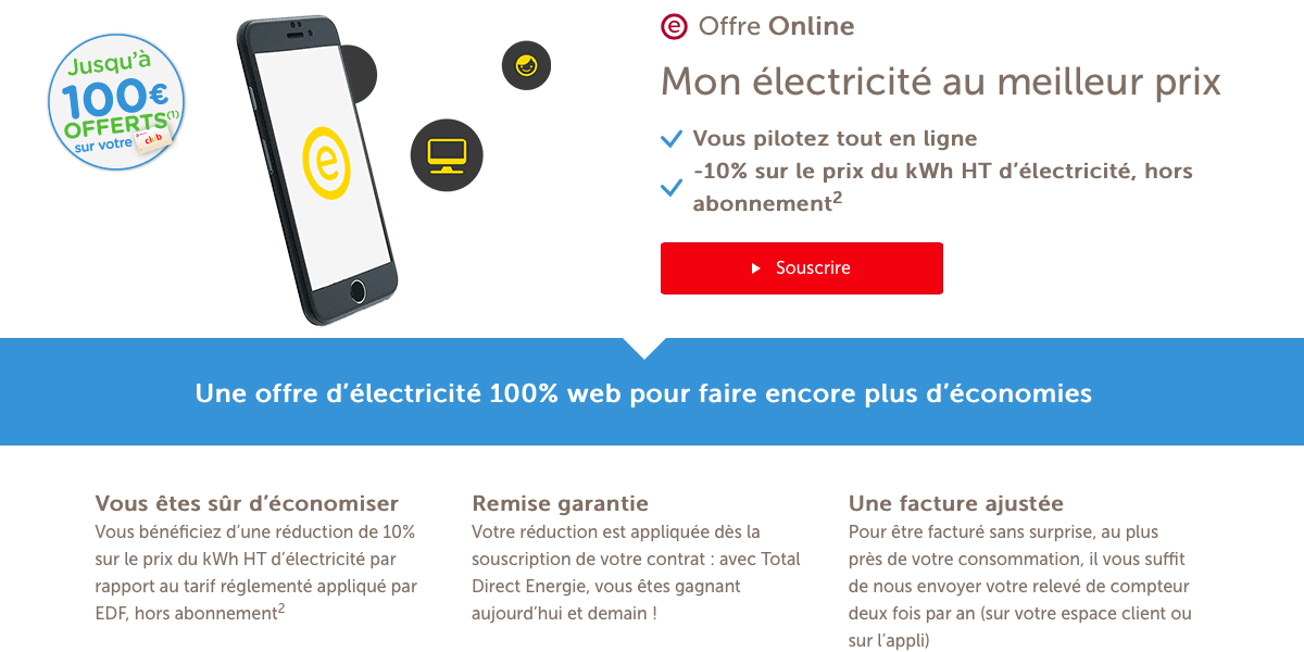 Total Direct Energie et son offre 100% online pour une électricité à moins 10%