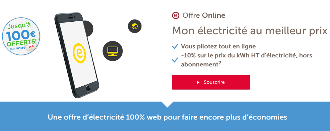 L'offre Online électricité de Total Direct Énergie avec -10% réduction