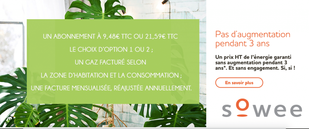 offre gaz fournisseur Sowee