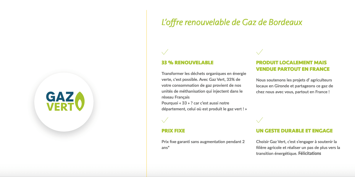 Gaz de Bordeaux Offre gaz