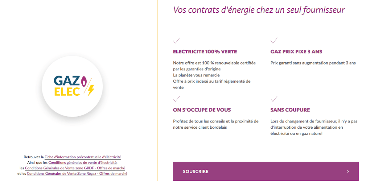 Électricité gaz offre duale Gaz de Bordeaux