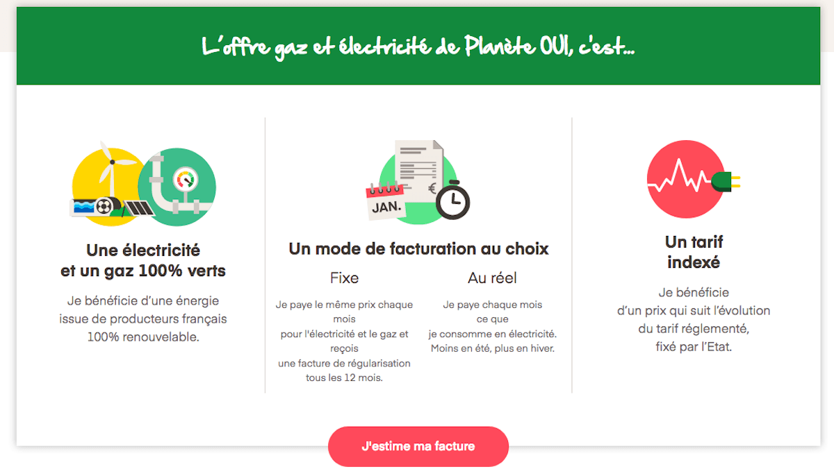 Électricité gaz offre duale Planète Oui