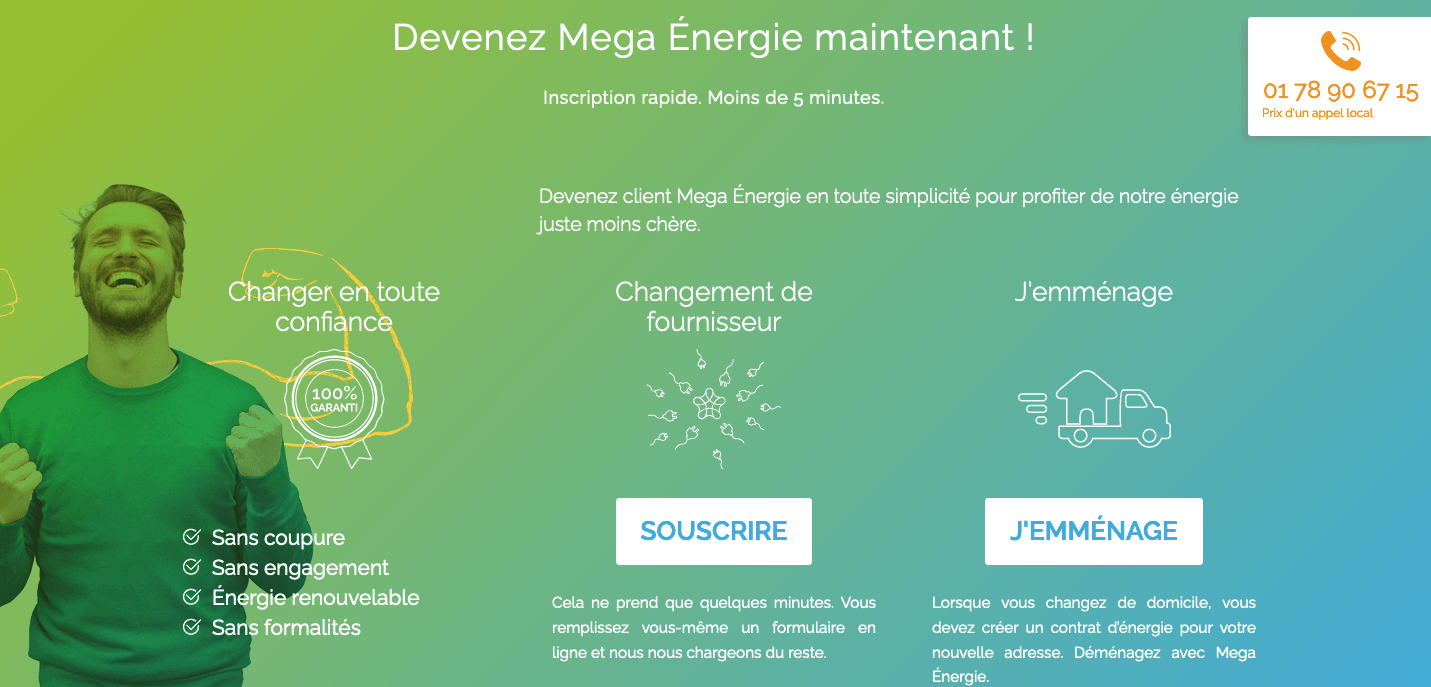 Le contrat d'électricité Online de Mega Énergie