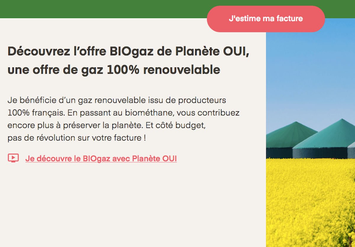 Offre gaz Planète Oui
