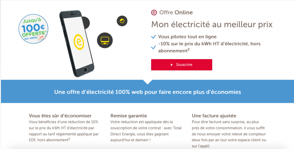 Total contrat d'électricité Online offre contrat d'électricité Total