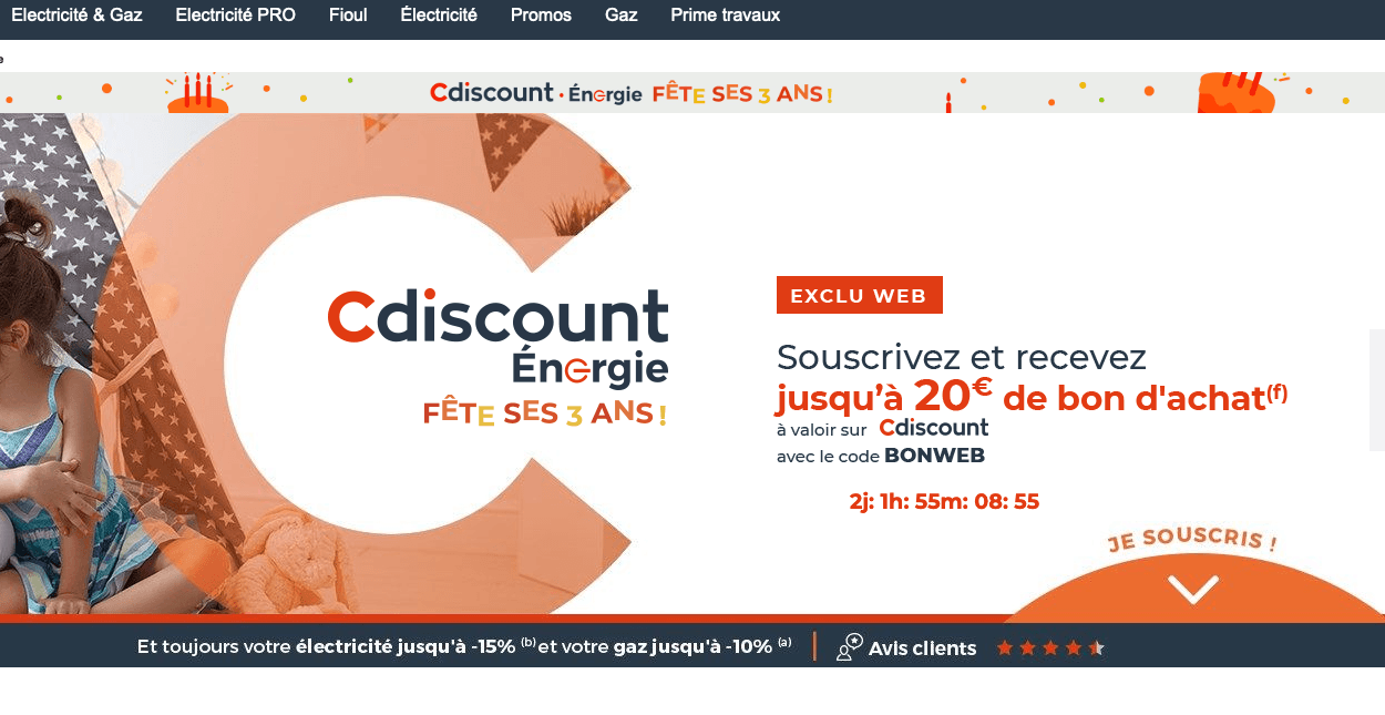 Cdiscount Energie : un code promo de 20 euros pour Cdiscount code promo contrat énergie