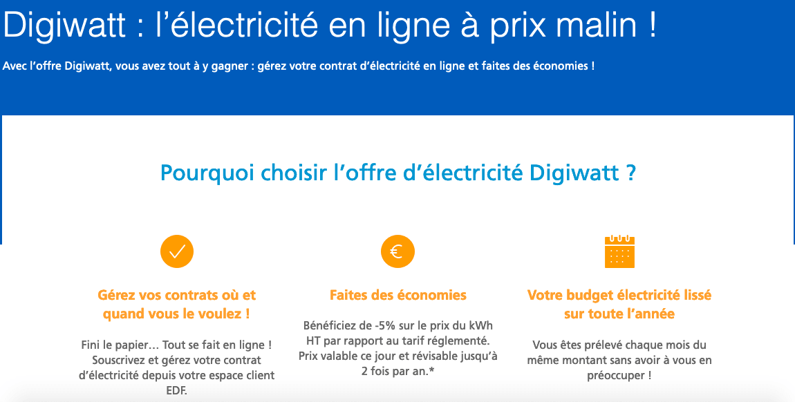 électricité offre EDF Digiwatt offre électricité digitale EDF