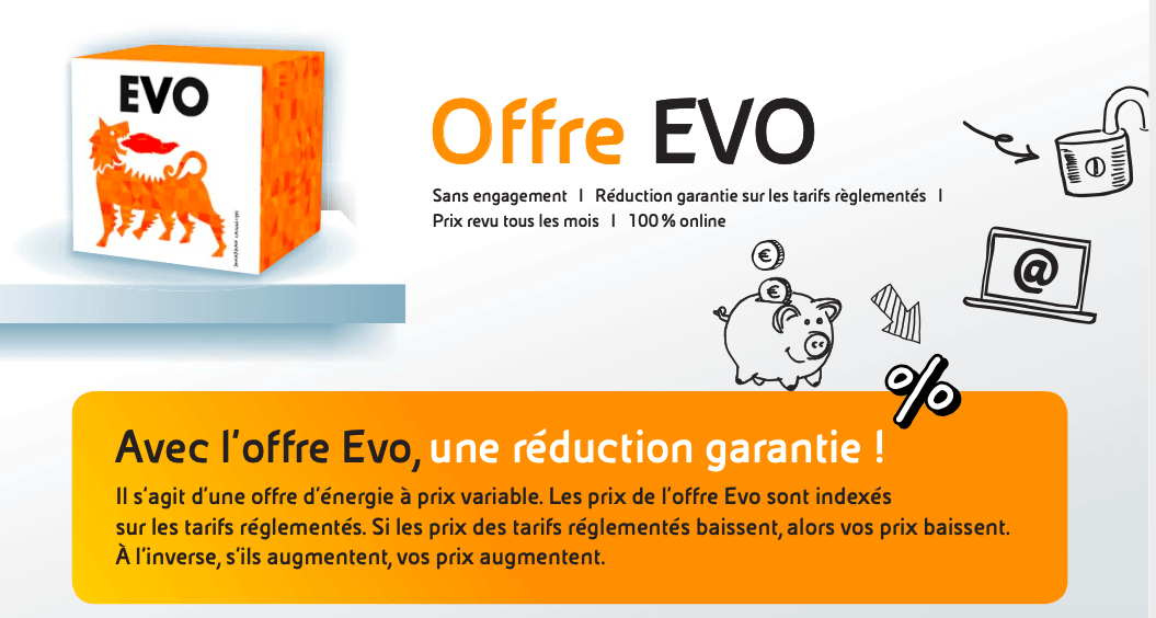L'offre Evo : 100 % Online et 10 % de réduction offre électricité avec ENI