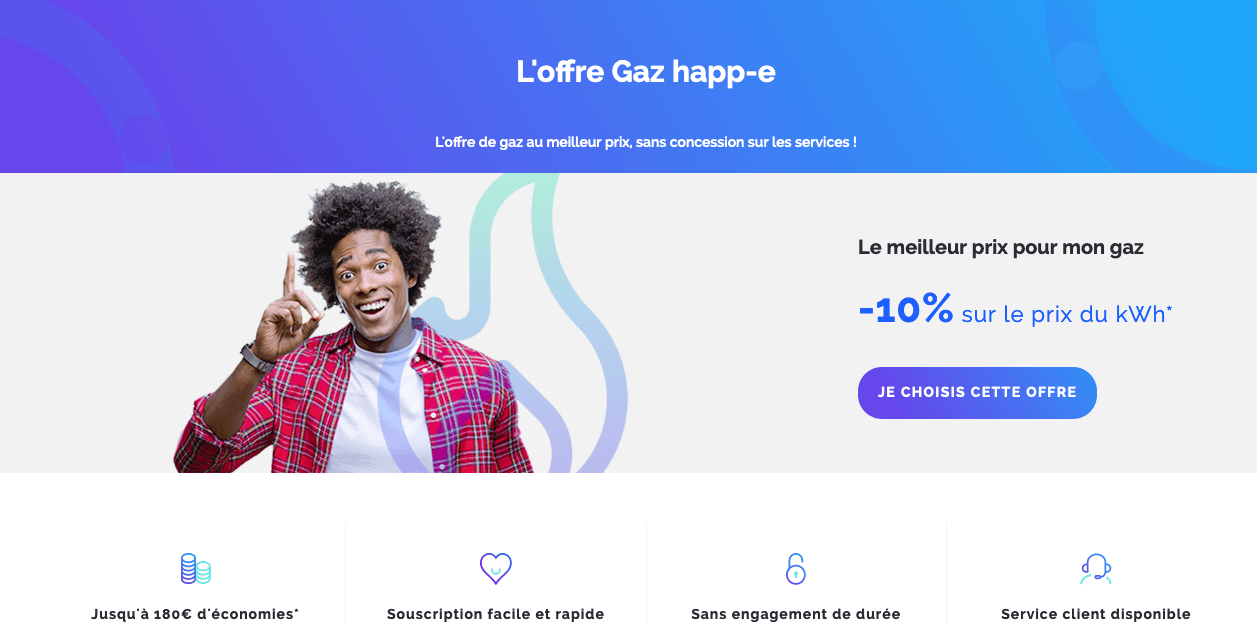 10 % de remise sur le contrat gaz Happ-e contrat gaz Happ-e
