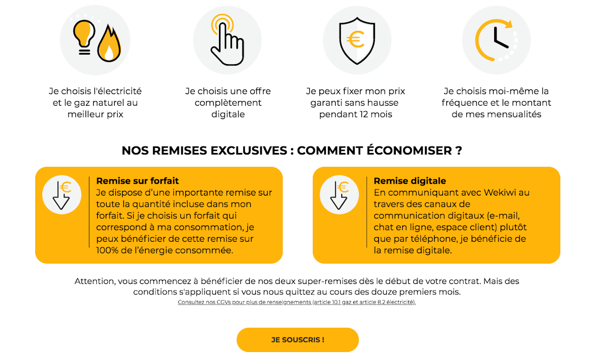 Le forfait Wekiwi pour un prix plus doux sur le kWh du gaz Wekiwi offre gaz prix remisé