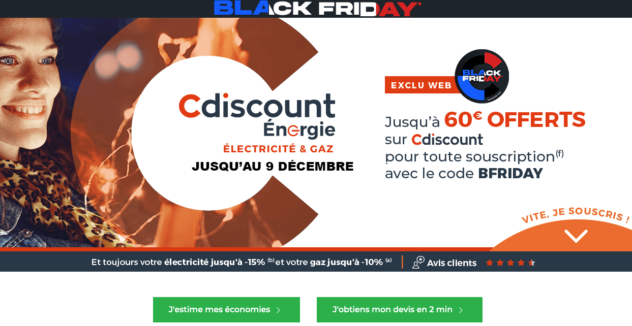 Jusqu'à 60€ de bons d'achat en ligne sur Cdiscount L'offre dual Cdiscount Energie