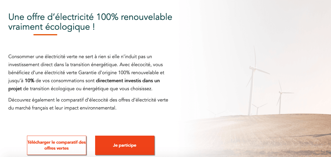 Les projets éco-citoyens de Élécocité offre électricité verte élécocité