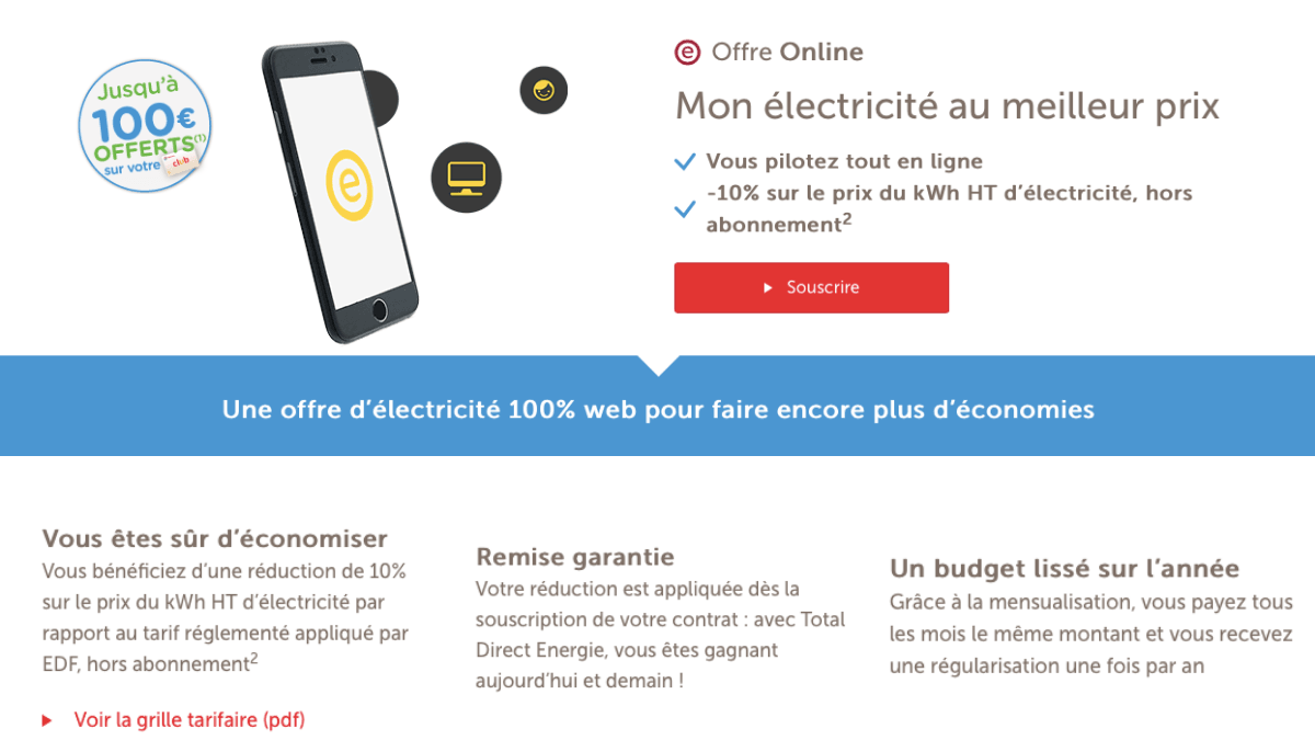 L'offre électricité de Total Direct Energie. L'offre électricité de Total Direct Energie.