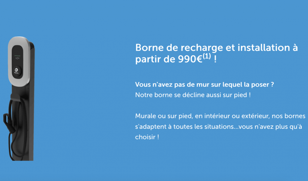 voiture électrique recharge Total Direct Energie offre borne de recharge voiture électrique Total