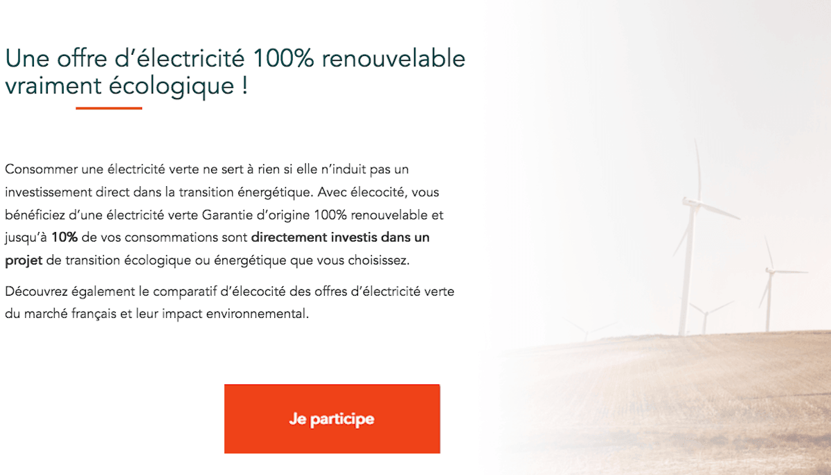 Abonnement électricité verte solidaire élecocité offre économe Abonnement électricité verte solidaire élecocité