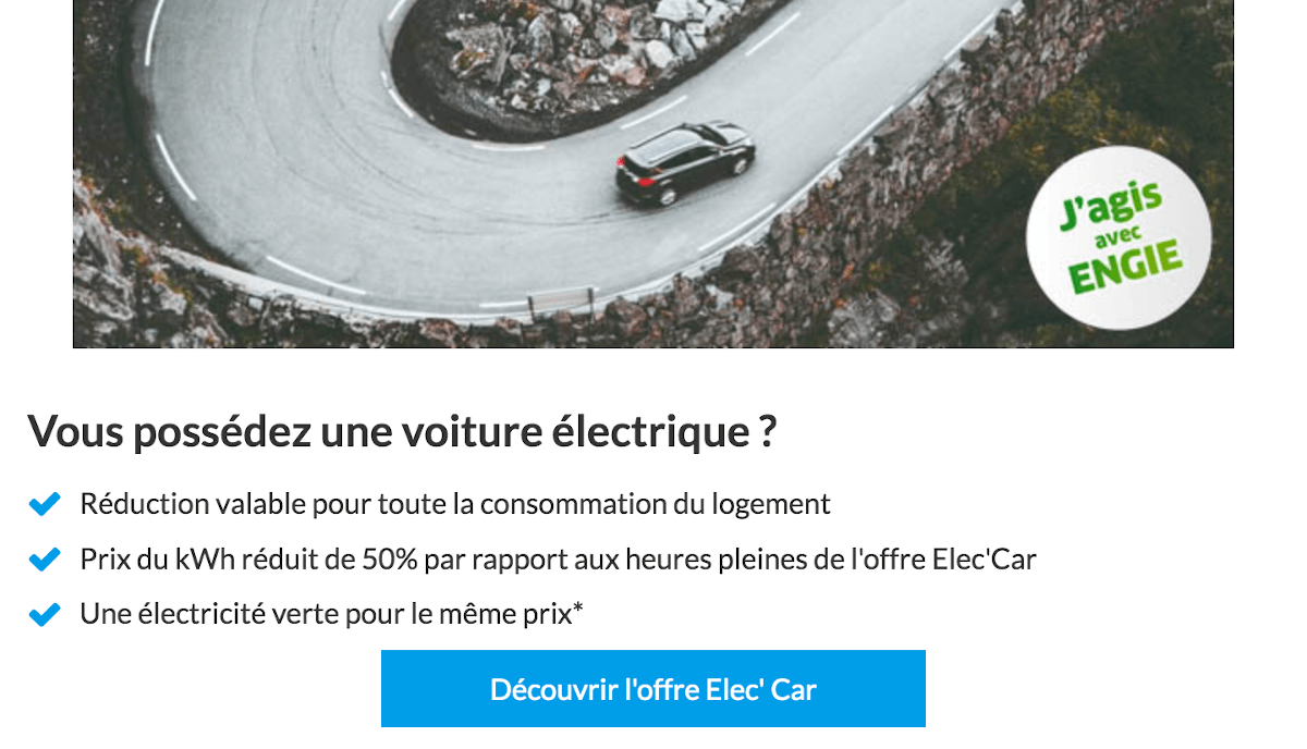 Offre électricité verte voiture électrique Engie Elec’Car