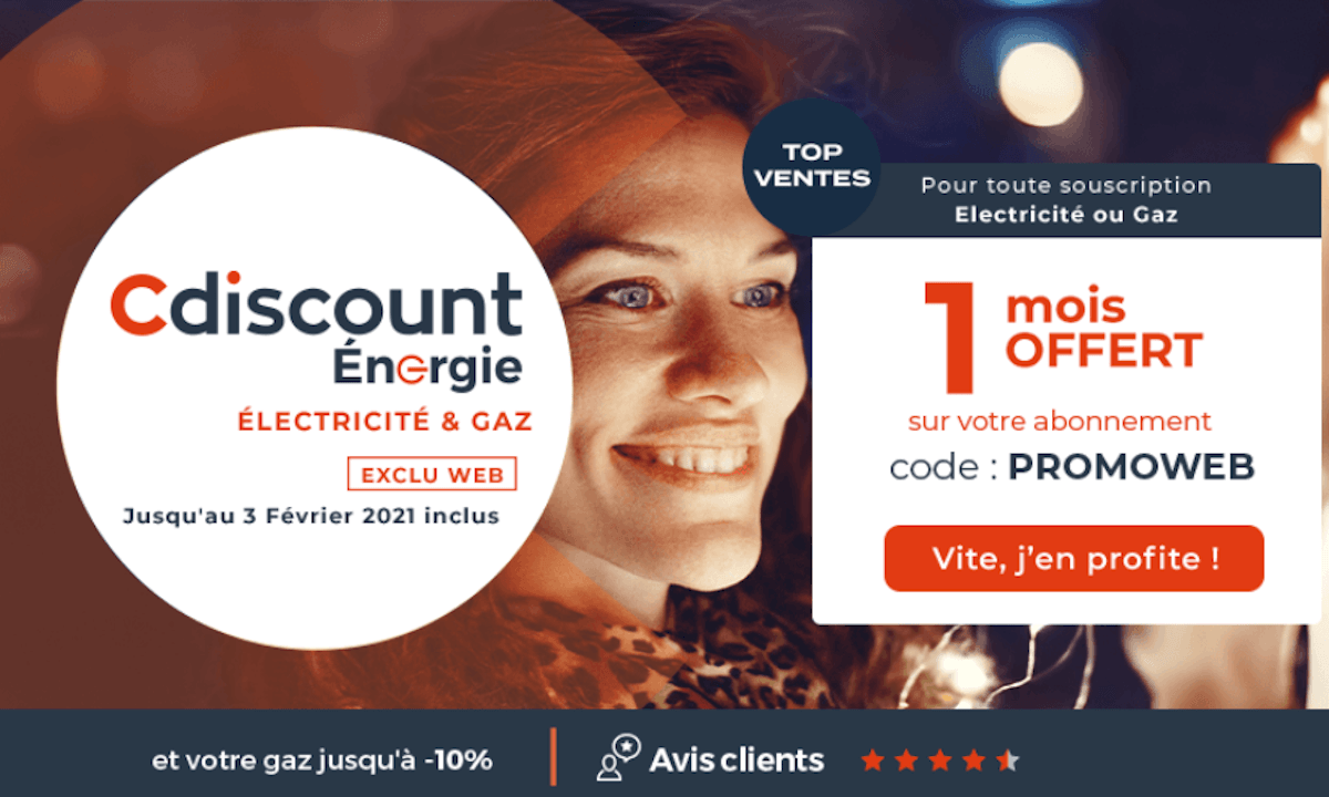 Promo gaz naturel Cdiscount Energie 1 mois offert et kilowatt-heure à 10% de remise Promo gaz naturel Cdiscount Energie 1 mois offert