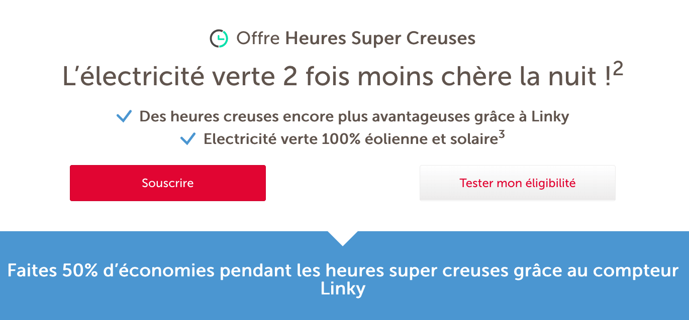 Le contrat d'électricité Super Heures Creuses pour sa voiture électrique Le contrat d'électricité Super Heures Creuses pour sa voiture électrique