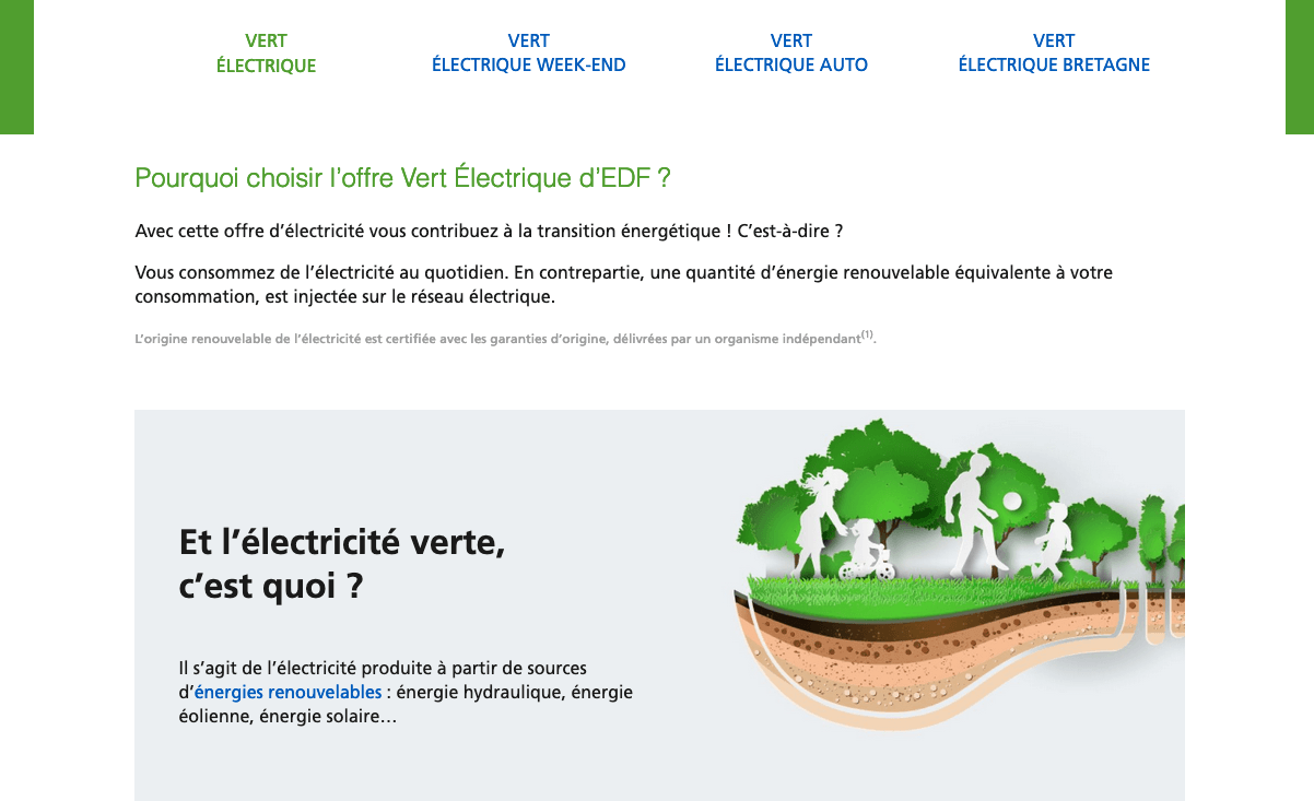 Les offres d'électricité verte EDF