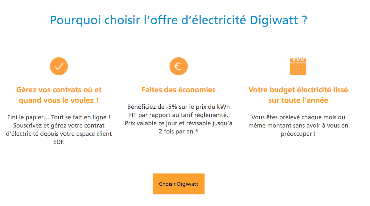 Digiwatt EDF Contrat énergie Digiwatt EDF