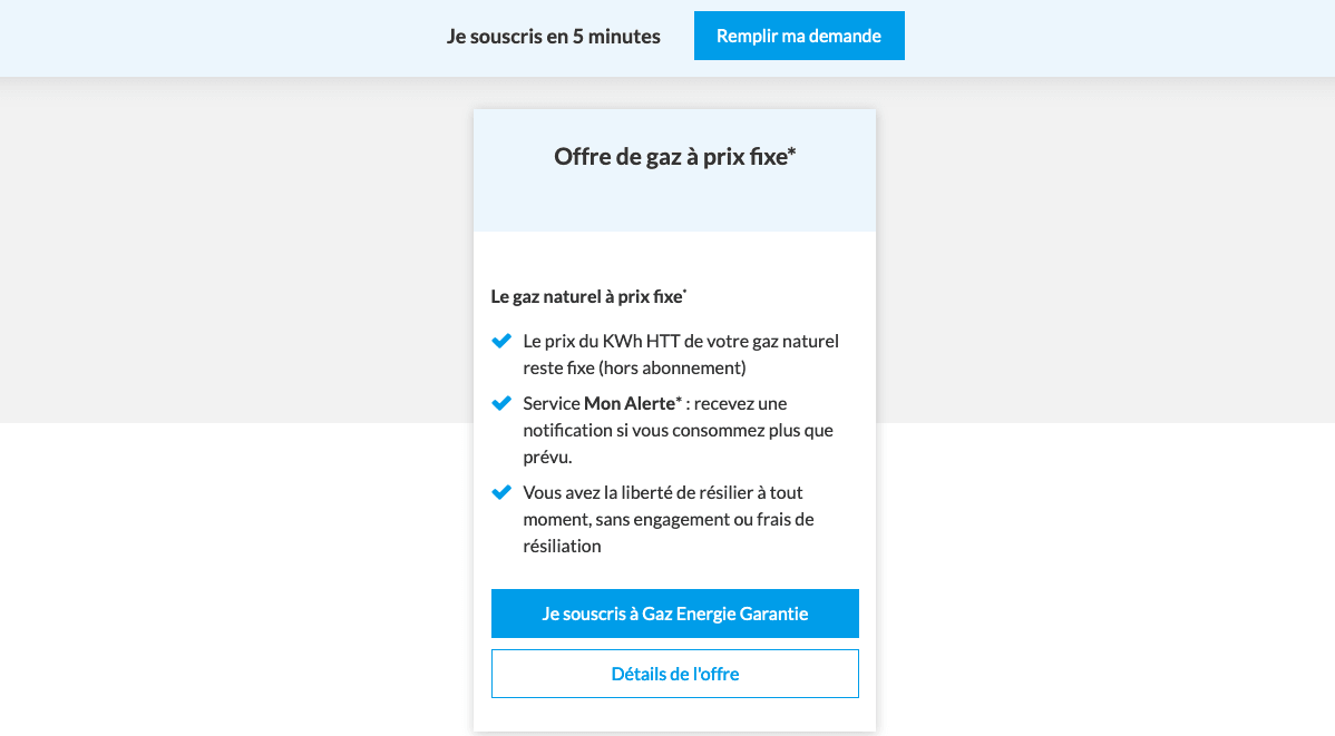 Contrat de gaz d'Engie Abonnement gaz d'Engie