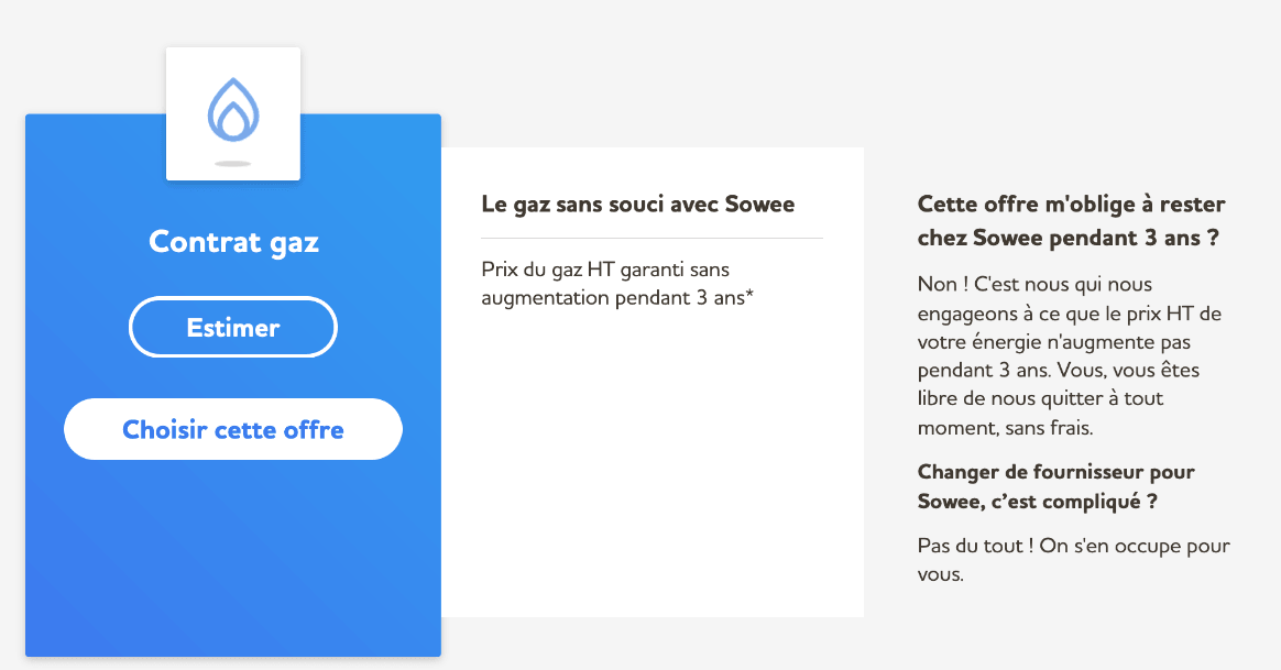 Contrat gaz Sowee Abonnement gaz de Sowee