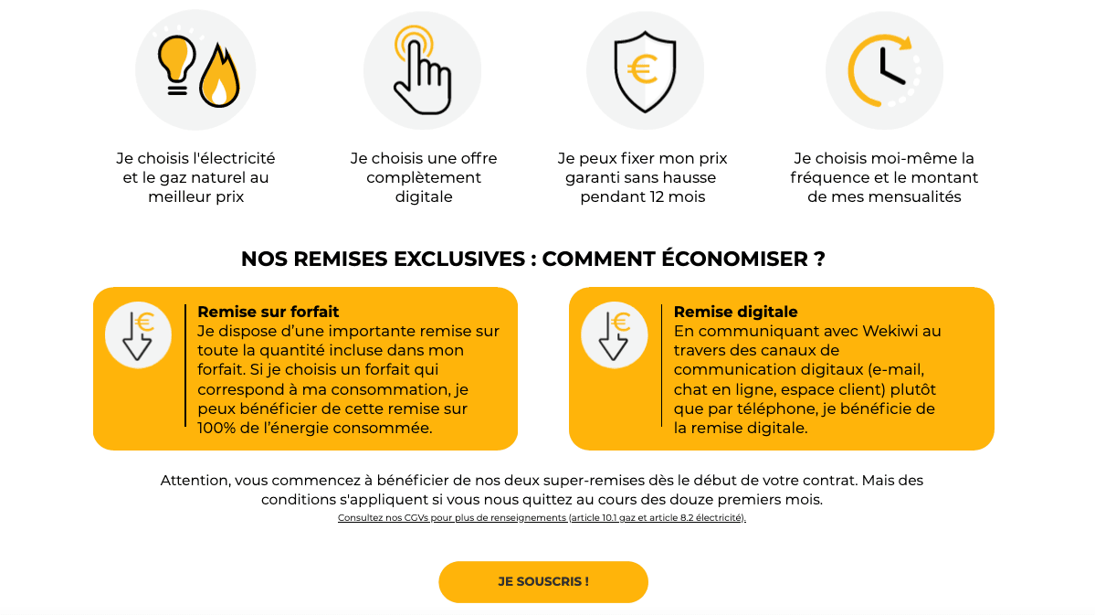 Offre online de gaz pas cher Wekiwi Offre numérique de gaz pas cher Wekiwi
