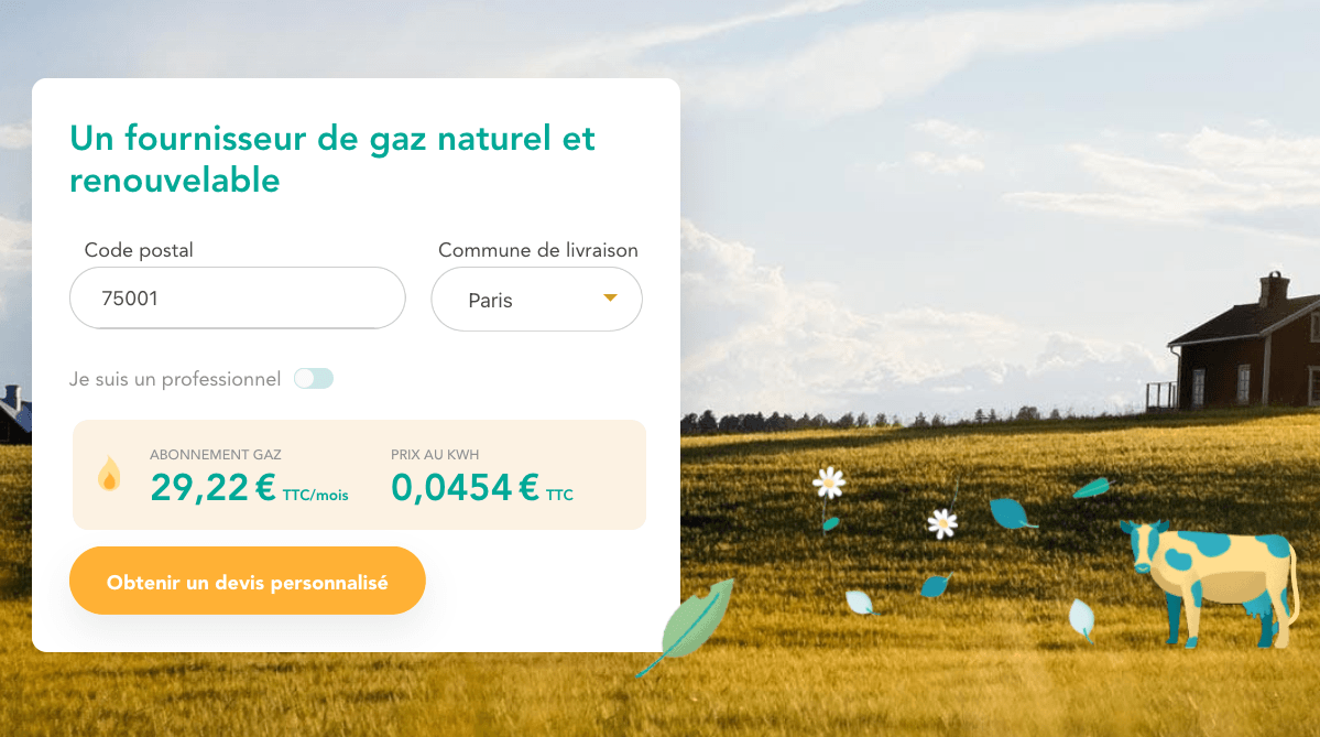 Simulation de prix gaz vert ekWateur Simulation contrat gaz vert ekWateur