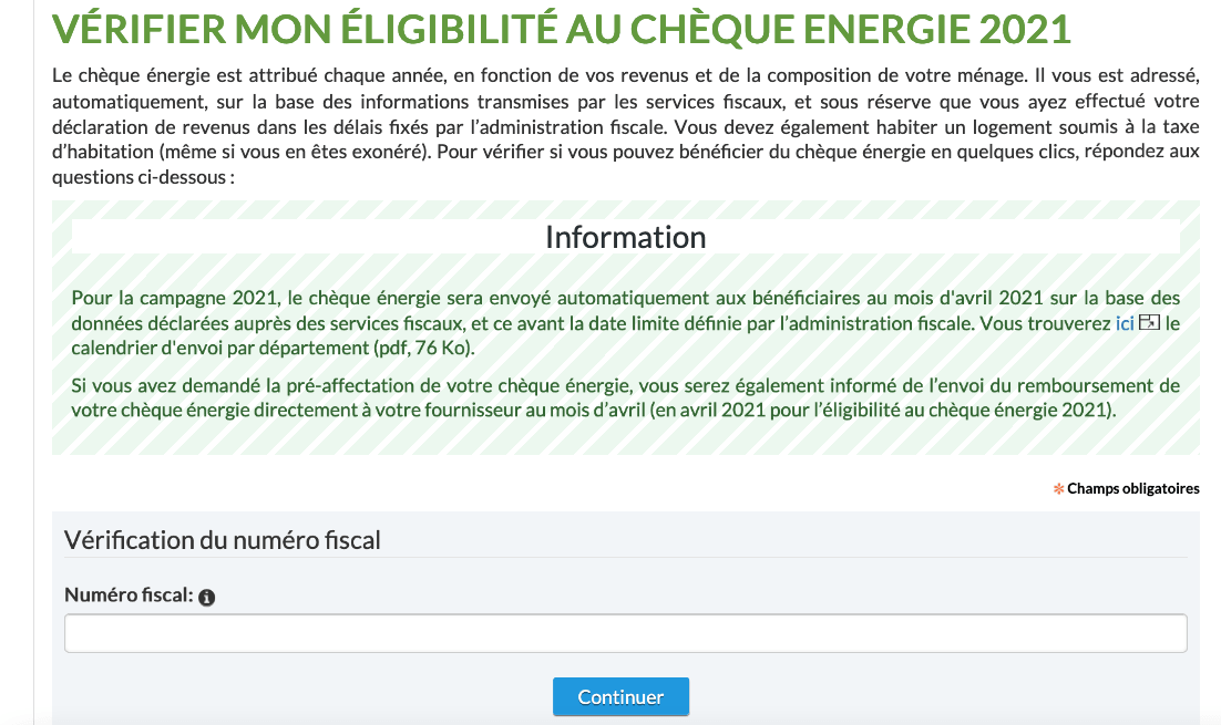 Simulation d'éligibilité aux chèques énergie Simulation d'éligibilité aux chèques énergie