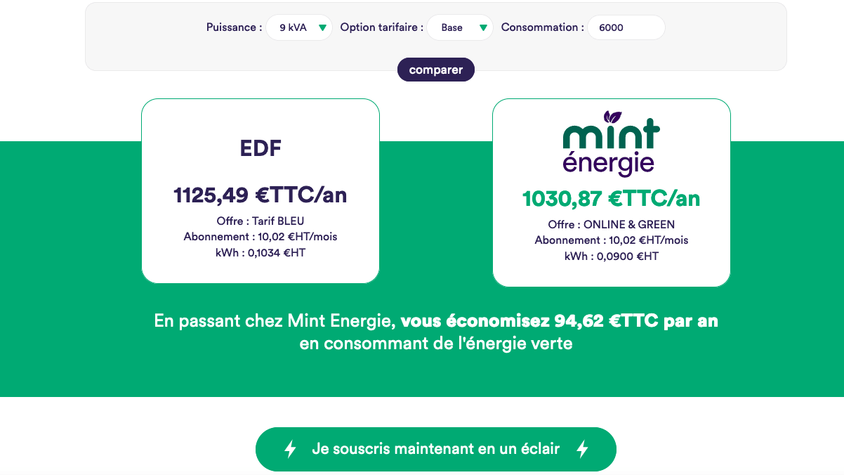 Mint Énergie électricité verte moins chère Mint Énergie électricité verte moins chère