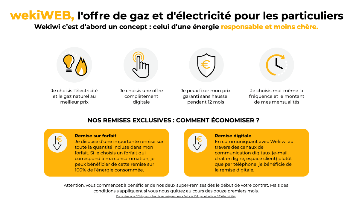 Une offre de gaz 100% digitale et reponsable avec Wekiwi. L'offre de gaz Wekiwi