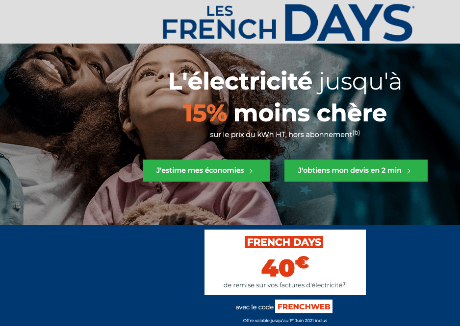 L'électricité des French Days de Cdiscount Energie à bas prix