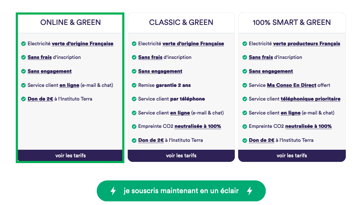 L'offre Online&Green de Mint Énergie L'offre électricité verte Online&Green de Mint Énergie