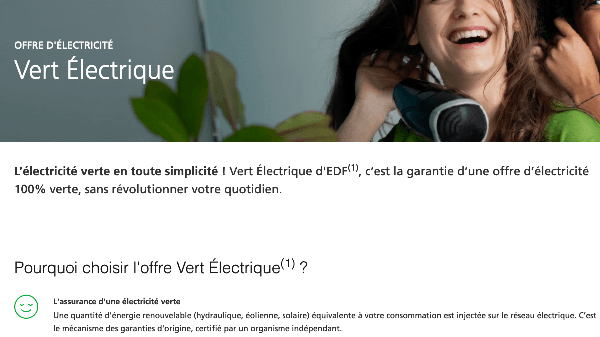 L'offre électricité verte EDF