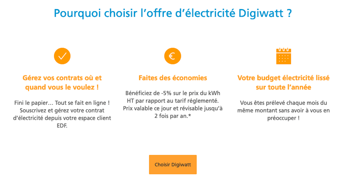 digiwatt edf contrat d'électricité