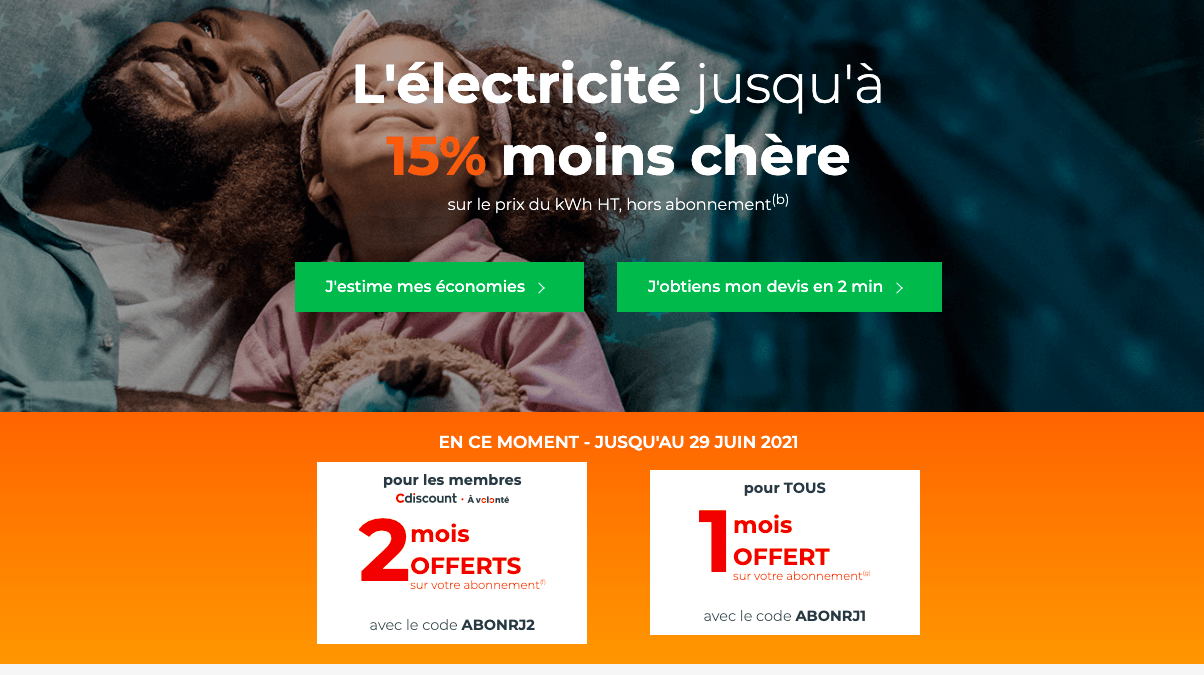 L'offre d'électricité moins chère de Cdiscount Energie Fournisseurs d'énergie alternatif Cdiscount Energie