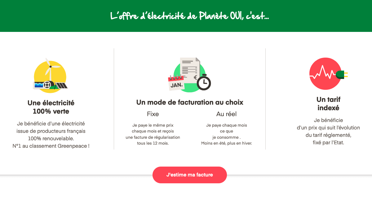 L'offre électricité verte de Planète OUI