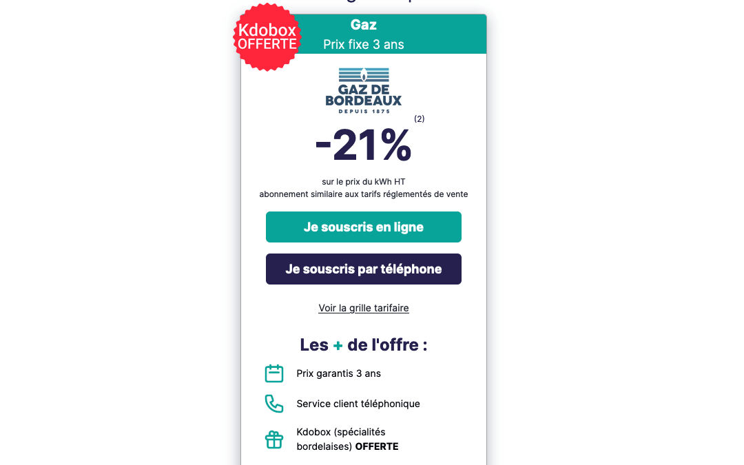 La vente privée Gaz de Bordeaux