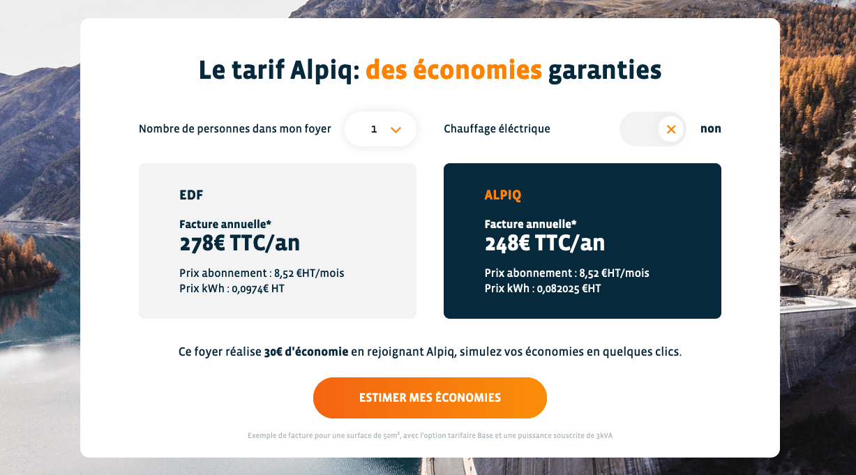 Le contrat d'électricité pas chère d'Alpiq electricite pas chere alpiq