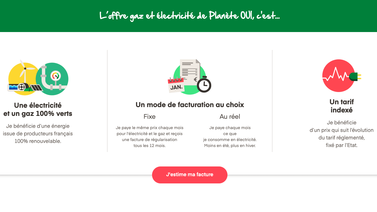 Planète OUI offre duale verte Offre duale verte Planète OUI
