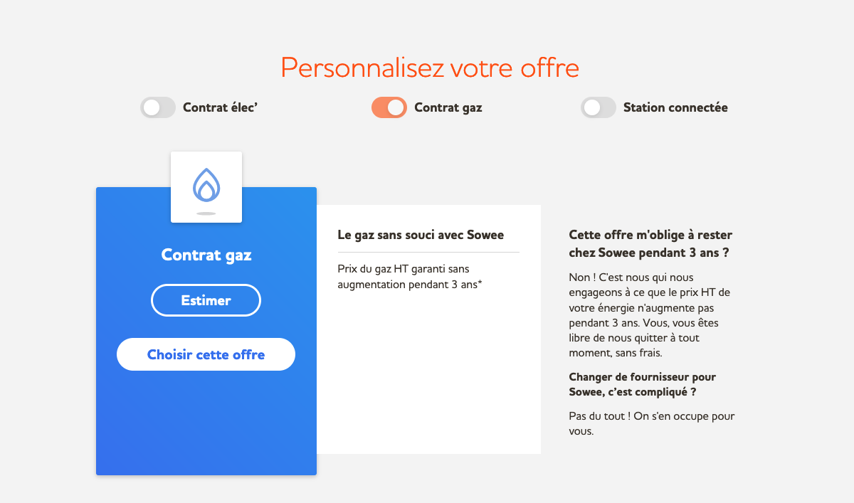 Abonnement gaz Sowee Contrat gaz Sowee