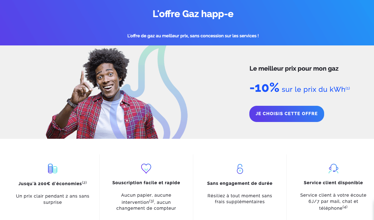 Abonnement gaz happ-e Contrat de gaz happ-e