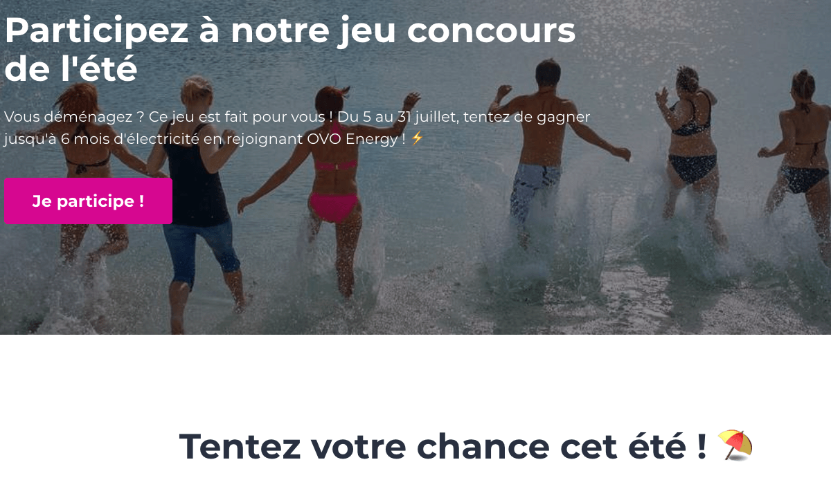 Jeu concours de l'été OVO Energy Jeu concours OVO Energy