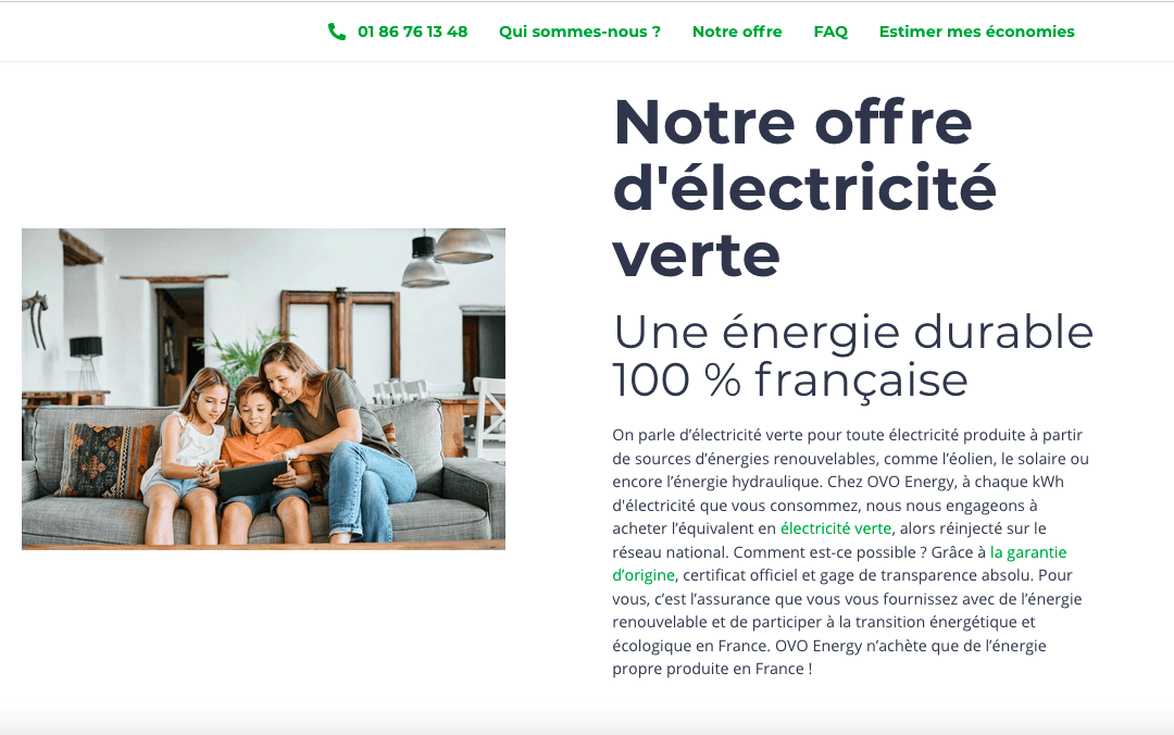 L'offre d'electricite OVO Energy