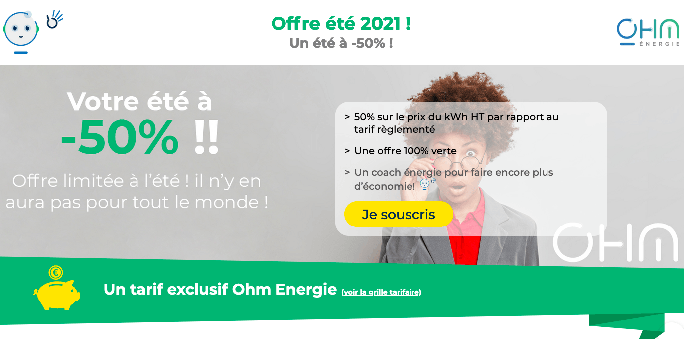 Offre été 2021 Ohm Energie Offre d'électricité de Ohm Energie