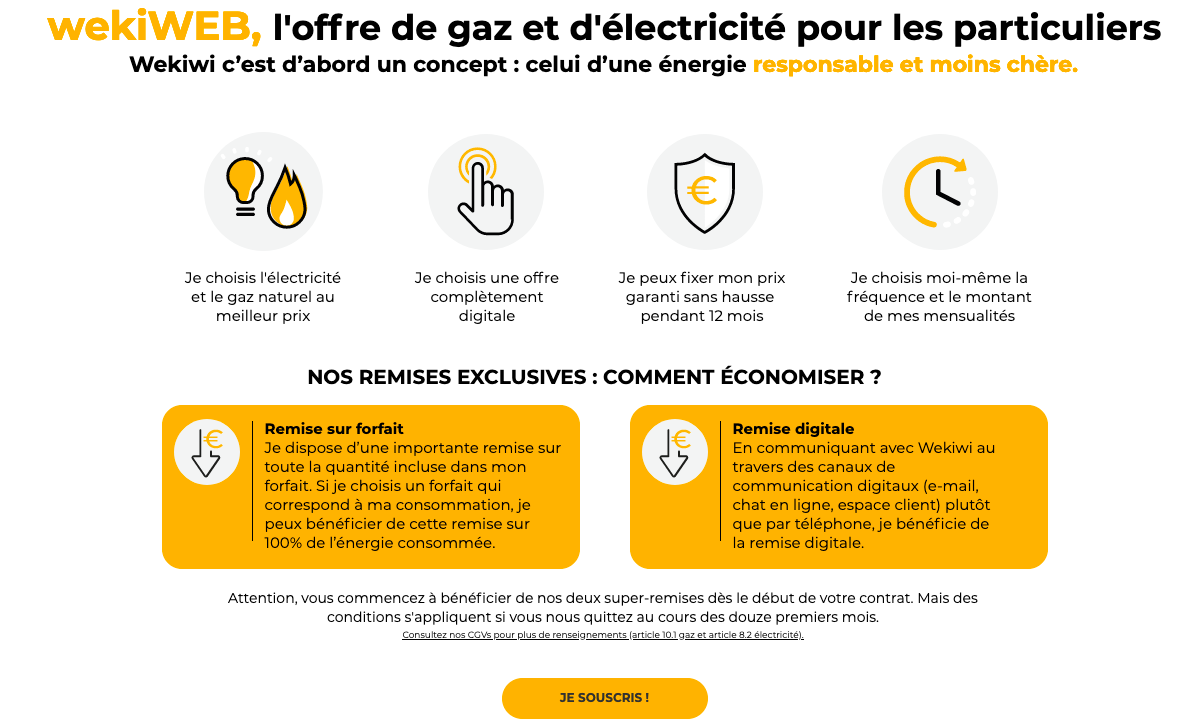 L'offre de gaz et d'électricité pour les particuliers Offres Wekiwi gaz et électricité