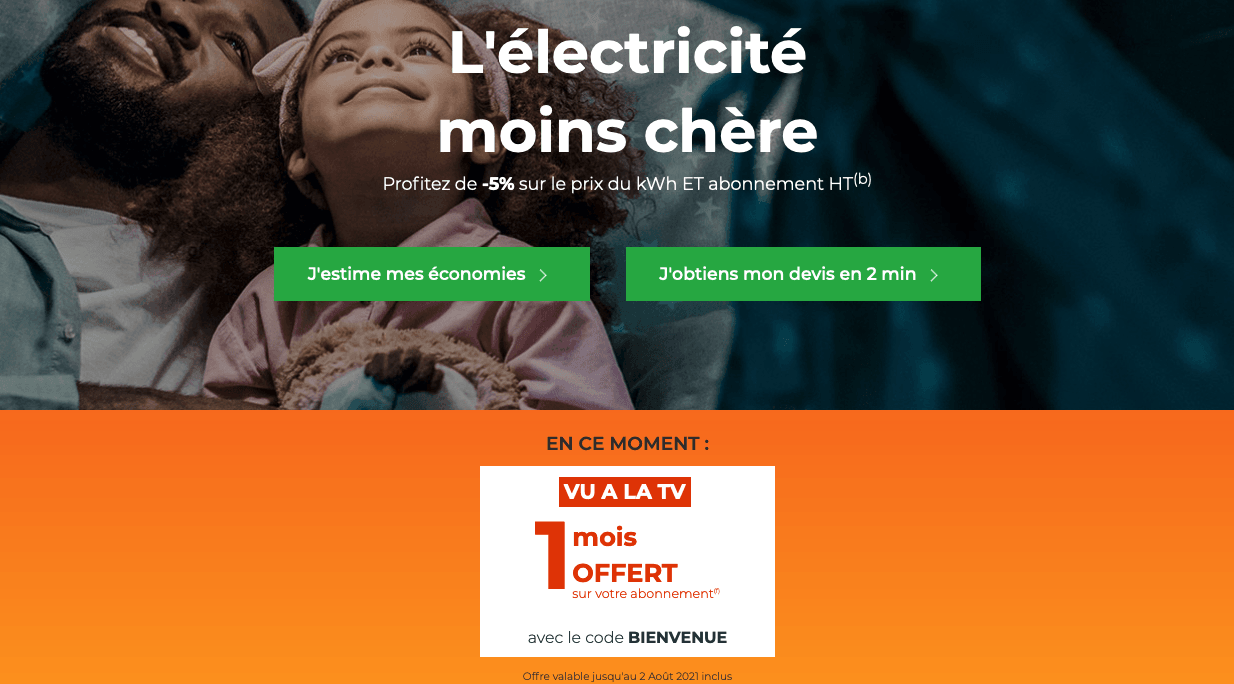 Contrat d'électricité de Cdiscount Énergie Promo Cdiscount Énergie électricité